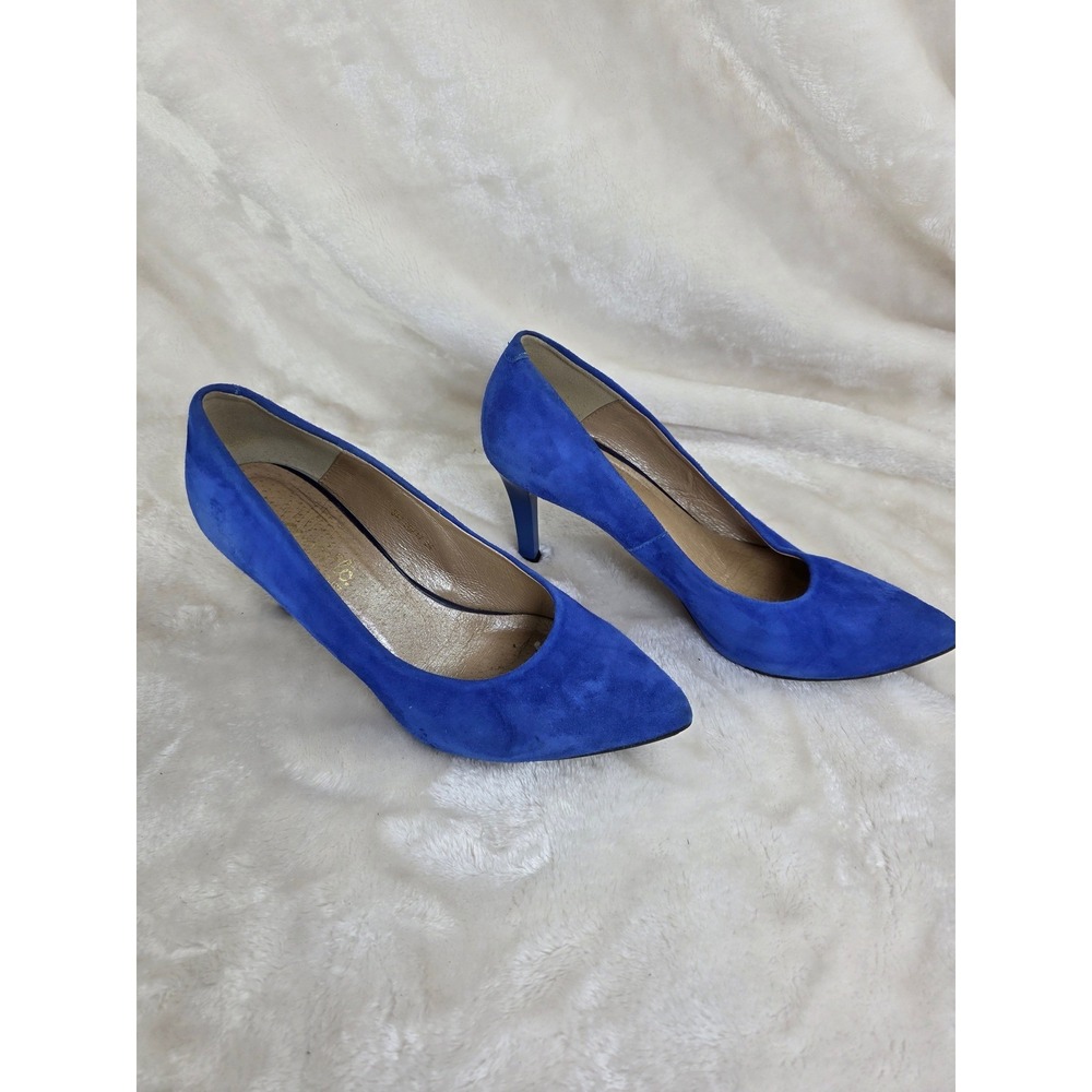 Blue Suede Pointed Toe Stiletto Heel Pumps Women's Size 6.5